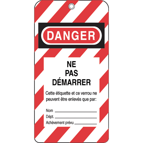 &eacute;tiquettes de verrouillage, Plastique, 3" la x 5-3/4" h, Français Ontario Packaging