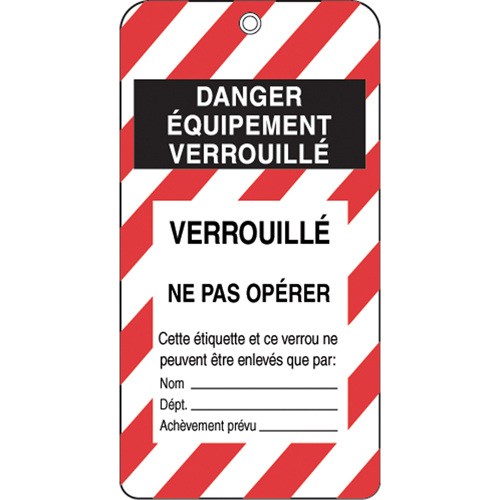 Lockout Tags, Plastic, 3" W x 5-3/4" H, French Ontario Packaging