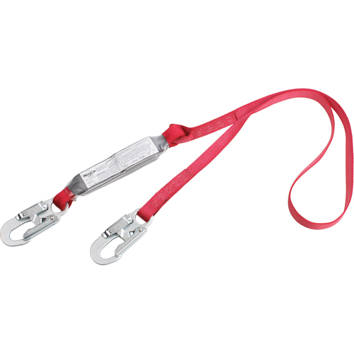 PRO Shock Absorbing Lanyards, 4', Snap Hook Center, Snap Hook Leg Ends, Polyester Ontario Packaging