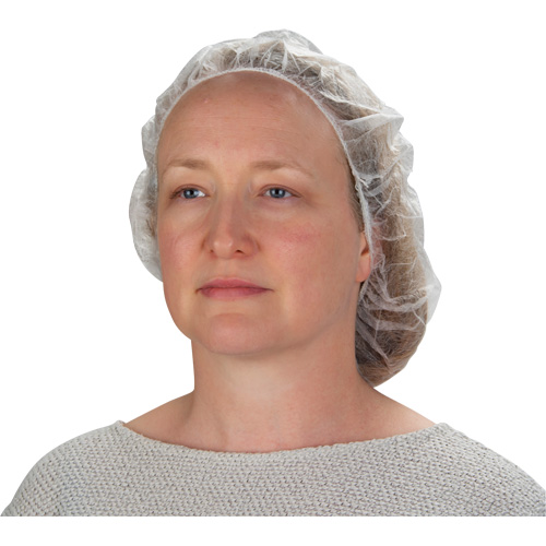 Bonnets bouffants non tiss&eacute;s, Polypropyl&egrave;ne, 21"/Grand, Blanc Ontario Packaging