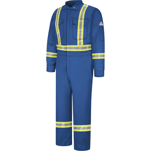 Flame-Resistant Premium Coveralls with Reflective Trim, Size 38, Royal Blue, 12.2 cal/cm² Ontario Packaging