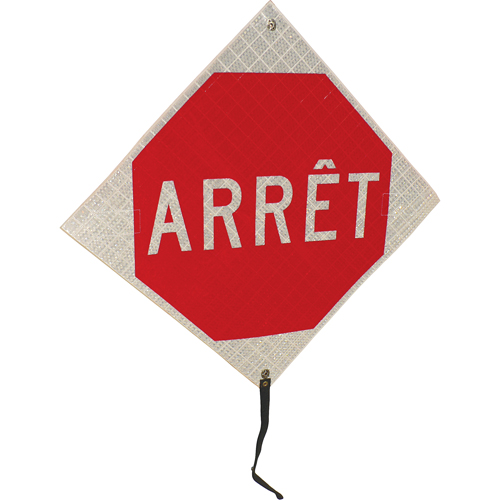 Panneau de circulation enroulable  Arr&ecirc;t , 24" x 24", Vinyle, Français Ontario Packaging