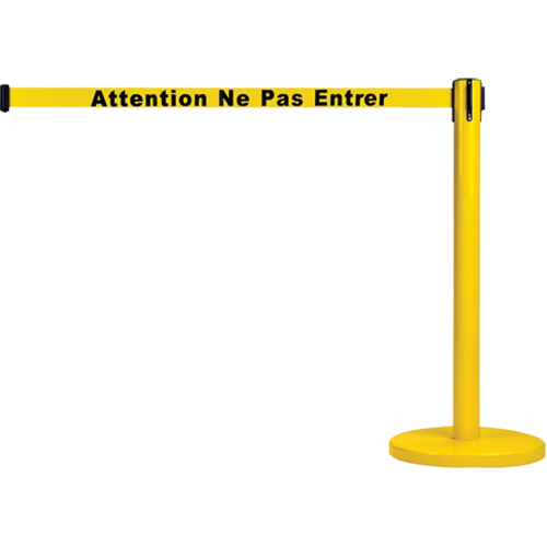 Barri&egrave;re autonome pour le contr&ocirc;le des foules, Acier, 35" h, Ruban Jaune, Longueur du ruban 7' Ontario Packaging