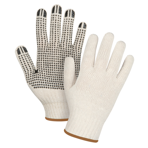 Lightweight Dotted String Knit Gloves, Poly/Cotton, Single Sided, 7 Gauge, Large Ontario Packaging