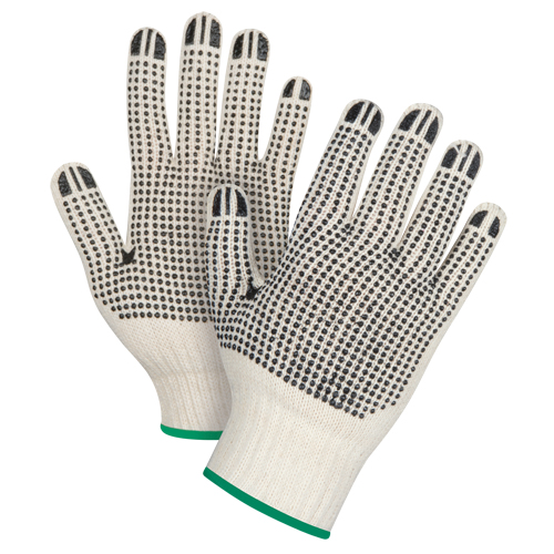 Gants tricot&eacute;s de poids lourd &agrave; deux c&ocirc;t&eacute;s avec pois, Poly/coton, Deux c&ocirc;t&eacute;s, Calibre 7, Moyen Ontario Packaging