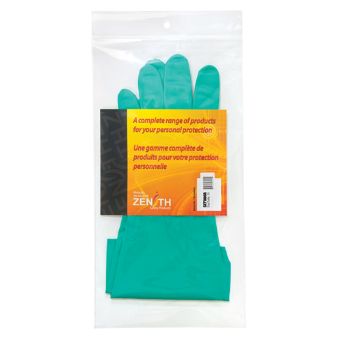Gants r&eacute;sistants aux produits chimiques &agrave; prise en losange, Taille 10, 13" lo, Nitrile, Doublure en Ouat&eacute;e, 13 mils Ontario Packaging