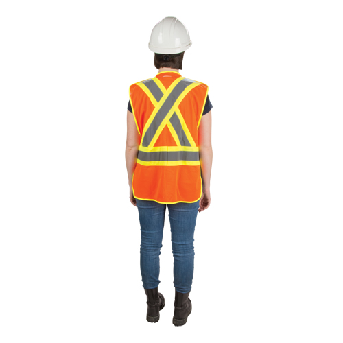Veste d'arpenteur haute visibilit&eacute;, conforme &agrave; la CSA, Orange haute visibilit&eacute;, T-Grand, Polyester Ontario Packaging