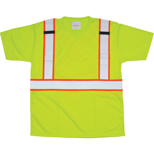 CSA Compliant T-Shirt, Polyester, Large, High Visibility Lime-Yellow Ontario Packaging