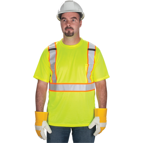 CSA Compliant T-Shirt, Polyester, Large, High Visibility Lime-Yellow Ontario Packaging