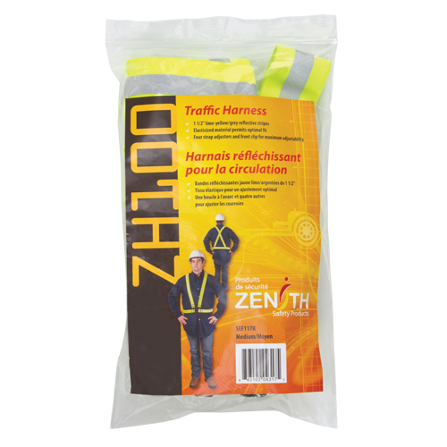 Harnais de s&eacute;curit&eacute; d'usage standard, Jaune lime haute visibilit&eacute;, Couleur r&eacute;fl&eacute;chissante Argent, Moyen Ontario Packaging