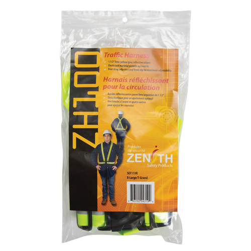 Harnais de s&eacute;curit&eacute; d'usage standard, Jaune lime haute visibilit&eacute;, Couleur r&eacute;fl&eacute;chissante Argent, T-Grand Ontario Packaging