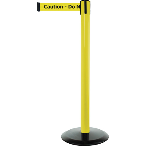 Montant pour syst&egrave;me Advance TensaBarrier, Acier, 36" h, Ruban Noir/Jaune, Longueur du ruban 7,5' Ontario Packaging