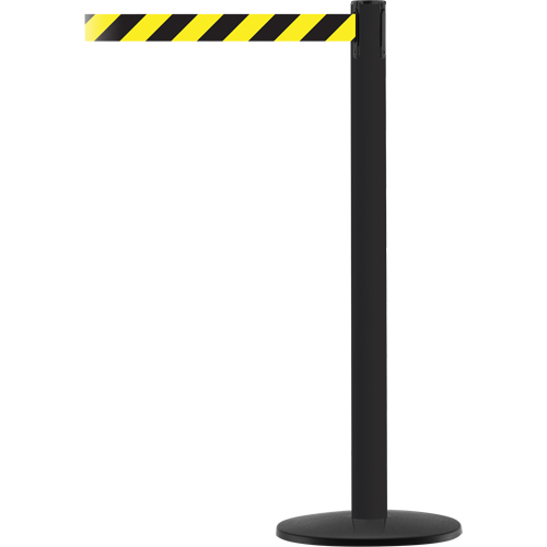 Advance TensaBarrier&reg; Barrier Post, Steel, 36" H, Black/Yellow Tape, 7.5' Tape Length Ontario Packaging