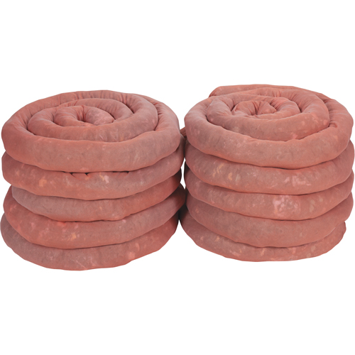 Remblais tubulaires absorbants, Mati&egrave;res dangereuses, Absorption 45 gal., 3" la x 10' lo, Pqt de 10 Ontario Packaging