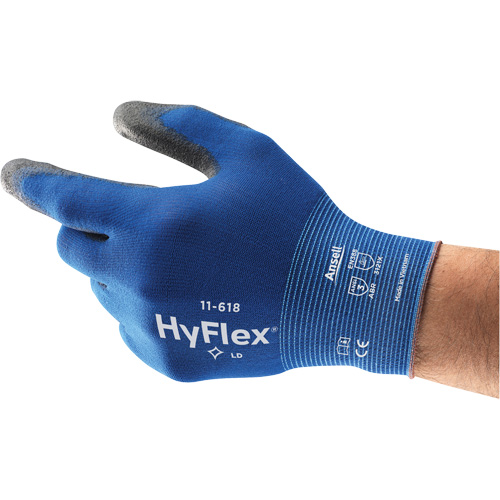 Hyflex &reg; 11-618 Gloves, 9/Large, Polyurethane Coating, 18 Gauge, Nylon Shell Ontario Packaging