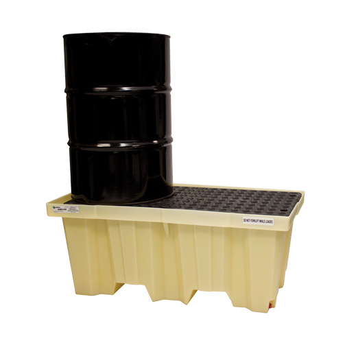 Nestable 2-Drum Poly-Spillpallet Without Drain, 66 US gal. Spill Capacity, 51" x 26" x 21" Ontario Packaging