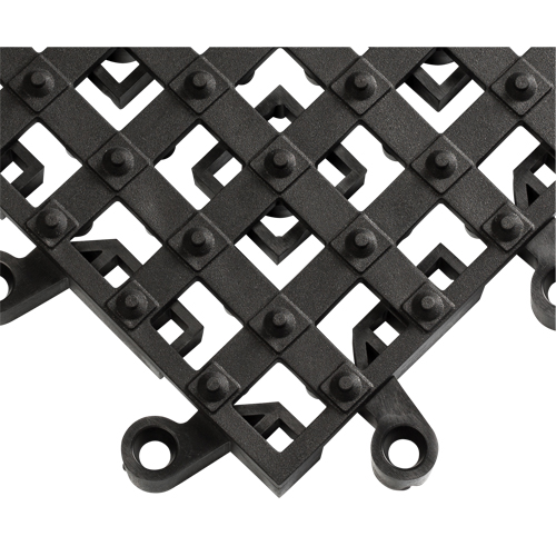 ErgoDeck&reg; Matting With Integrated No-Slip Cleats No. 553, PVC, 1-1/2' W x 1-1/2' L, 7/8" Thick, Black Ontario Packaging