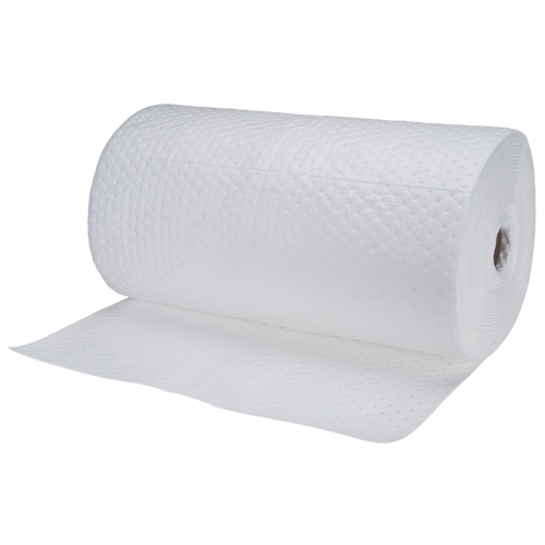 Industrial-Grade Fine Fibre Sorbent Rolls, Heavyweight, 150' L x 30" W, 70 gal. Absorbancy Ontario Packaging