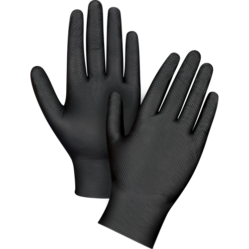 Heavyweight Tactile Grip Examination Gloves, X-Small, Nitrile, 8-mil, Powder-Free, Black Ontario Packaging