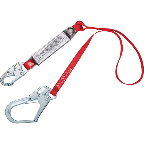 Shock-Absorbing Lanyard, 4', Snap Hook Center, Rebar Hook Leg Ends, Polyester Ontario Packaging