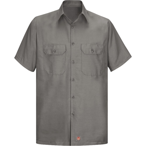 Short Sleeve Ripstop Shirt, Men's, Large (Tall), Grey Ontario Packaging