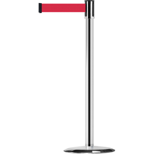 Slimline TensaBarrier&reg; Barrier Post, Steel, 38" H, Red Tape, 7.5' Tape Length Ontario Packaging