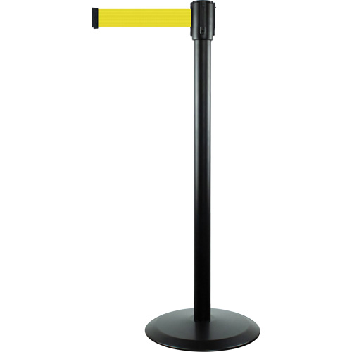 Slimline TensaBarrier&reg; Barrier Post, Steel, 38" H, Yellow Tape, 7.5' Tape Length Ontario Packaging