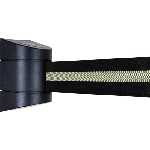 Unit&eacute;s murales Tensabarrier, Plastique, Fixation par vis, 15', Ruban Noir Ontario Packaging
