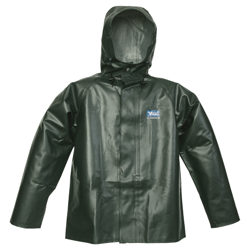 Journeyman Chemical Resistant Rain Jacket, Medium, Green, Polyester/PVC Ontario Packaging
