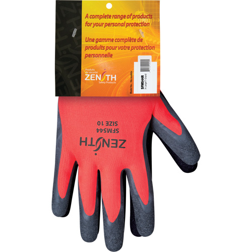 Coated Gloves, 10, Rubber Latex Coating, 13 Gauge, Polyester Shell Ontario Packaging