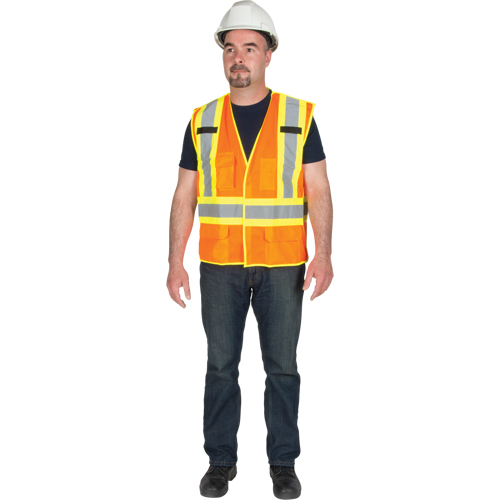 Veste de s&eacute;curit&eacute; d&eacute;tachable en cinq points de premi&egrave;re qualit&eacute;, Orange haute visibilit&eacute;, Grand/T-Grand, Polyester Ontario Packaging