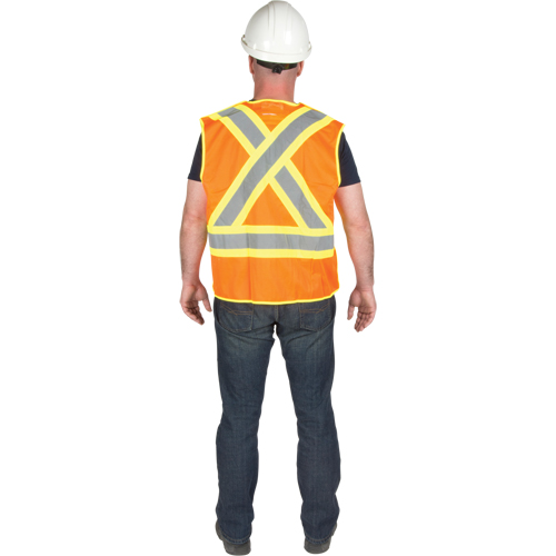 Veste de s&eacute;curit&eacute; d&eacute;tachable en cinq points de premi&egrave;re qualit&eacute;, Orange haute visibilit&eacute;, Grand/T-Grand, Polyester Ontario Packaging