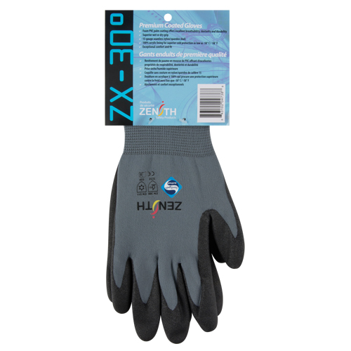 Gants enduits de premi&egrave;re qualit&eacute; ZX-30°, 9/Grand, R&ecirc;vetement PVC, Calibre 15, Enveloppe en Nylon Ontario Packaging