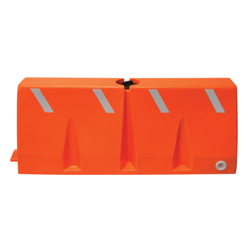 Traffic Barriers, Water-Filled, 62.25" L x 24" H, Orange Ontario Packaging