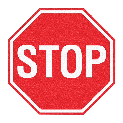 "Stop" Floor Sign, Adhesive, English with Pictogram Ontario Packaging