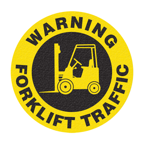"Warning Forklift Traffic" Floor Sign, Adhesive, English with Pictogram Ontario Packaging