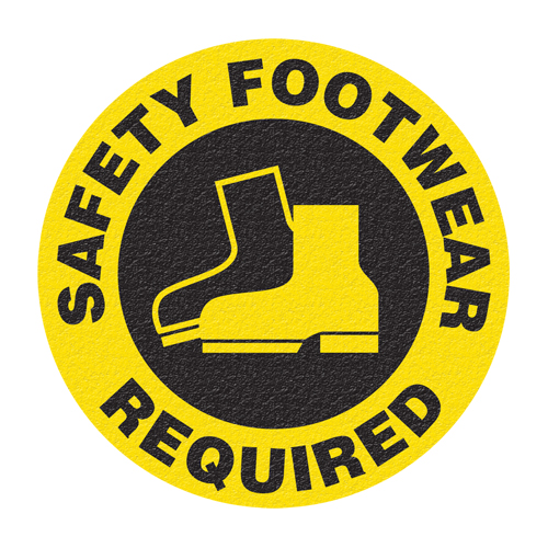 "Safety Footwear" Floor Sign, Adhesive, English with Pictogram Ontario Packaging