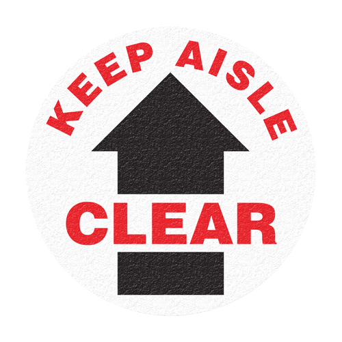 "Keep Aisle Clear" Floor Sign, Adhesive, English with Pictogram Ontario Packaging