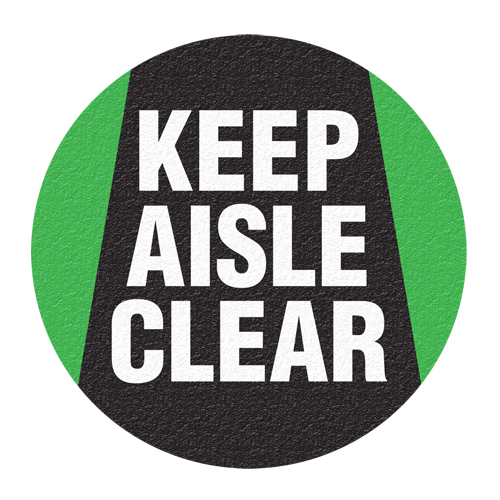 "Keep Aisle Clear" Floor Sign, Adhesive, English with Pictogram Ontario Packaging