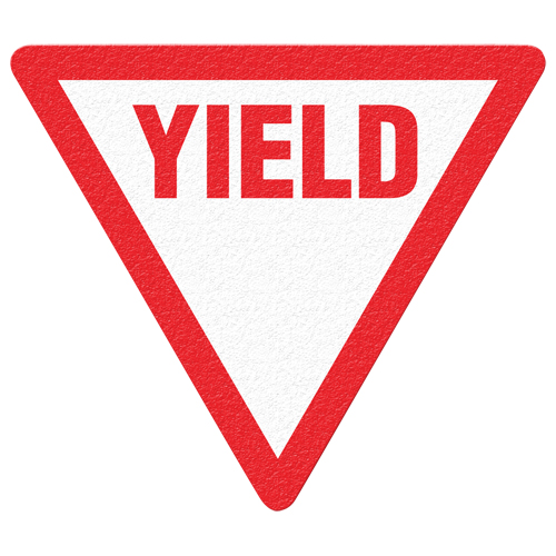 Panneau de signalisation au sol  Yield , Adh&eacute;sif, Anglais avec pictogramme Ontario Packaging