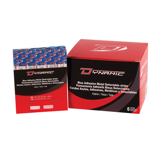 Dynamic Blue Adhesive Bandage Dispenser Refill, Fingertip, 3", Fabric Metal Detectable, Non-Sterile Ontario Packaging