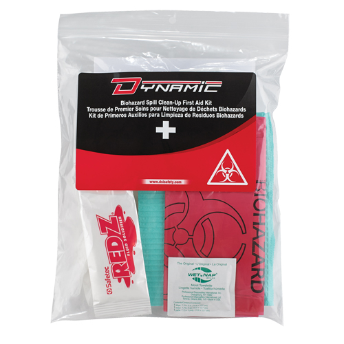 Dynamic Biohazard Spill Clean-Up First Aid Kit, Class 1 Medical Device, Resealable Plastic Bag Ontario Packaging