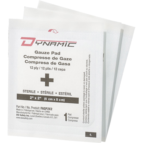 Gaze Dynamic, Tampon, 2" lo x 2" la, St&eacute;rile, Dispositif m&eacute;dical Classe 1 Ontario Packaging