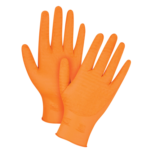 Heavyweight Gripper Gloves, Large, Nitrile, 7-mil, Powder-Free, Orange Ontario Packaging