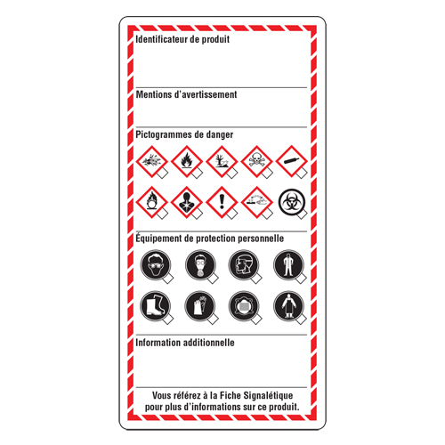 &eacute;tiquettes pour le milieu de travail, Papier cartonn&eacute;, 3" la x 6" h, Français Ontario Packaging