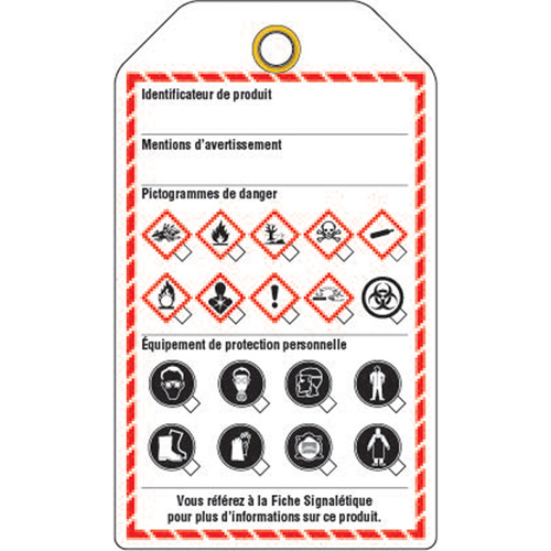 &eacute;tiquettes pour le milieu de travail, Papier cartonn&eacute;, 3-3/8" la x 5-3/4" h, Français Ontario Packaging