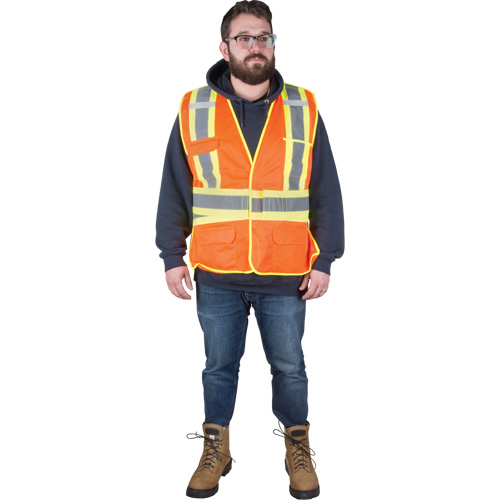 Veste d'arpenteur r&eacute;sistante aux flammes, Orange haute visibilit&eacute;, T-Grand, Polyester Ontario Packaging