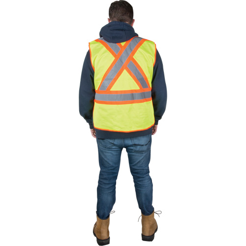 Veste d'arpenteur r&eacute;sistante aux flammes, Jaune lime haute visibilit&eacute;, Grand, Polyester Ontario Packaging