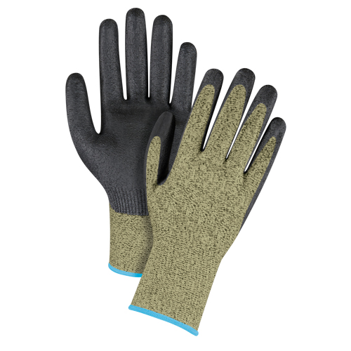 Black & Yellow Seamless Stretch Cut-Resistant Gloves, Size X-Large/10, 13 Gauge, Foam Nitrile Coated, Aramid Shell, ASTM ANSI Level A6 Ontario Packaging