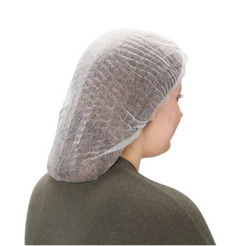 Bonnet bouffant pliss&eacute;, Polypropyl&egrave;ne, 21", Blanc Ontario Packaging